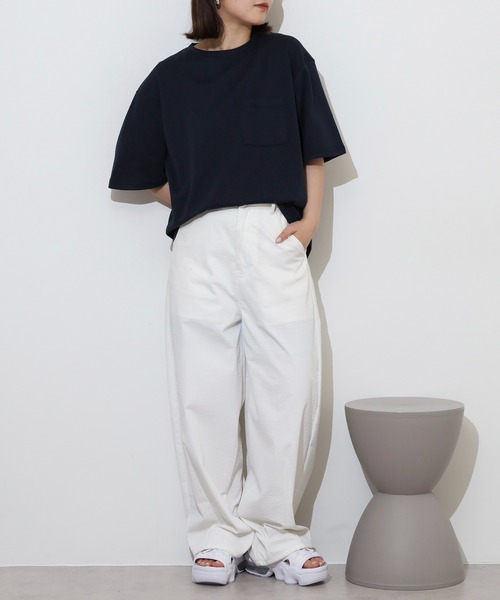 ACE（エース）の「無地ビッグシルエット接触冷感ポケット付き半袖Tシャツ（Tシャツ/カットソー・メンズ・ブラック/ネイビー/オフホワイト・S/L/LL/M）」の15枚目の写真