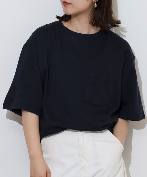 ACE（エース）の「無地ビッグシルエット接触冷感ポケット付き半袖Tシャツ（Tシャツ/カットソー・メンズ・ブラック/ネイビー/オフホワイト・S/L/LL/M）」の13枚目の写真