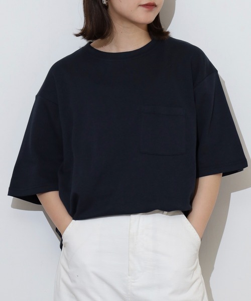 ACE（エース）の「無地ビッグシルエット接触冷感ポケット付き半袖Tシャツ（Tシャツ/カットソー・メンズ・ブラック/ネイビー/オフホワイト・S/L/LL/M）」の14枚目の写真