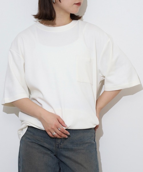 ACE（エース）の「無地ビッグシルエット接触冷感ポケット付き半袖Tシャツ（Tシャツ/カットソー・メンズ・ブラック/ネイビー/オフホワイト・S/L/LL/M）」の5枚目の写真