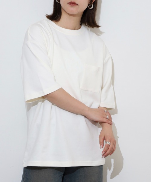 ACE（エース）の「無地ビッグシルエット接触冷感ポケット付き半袖Tシャツ（Tシャツ/カットソー・メンズ・ブラック/ネイビー/オフホワイト・S/L/LL/M）」の6枚目の写真