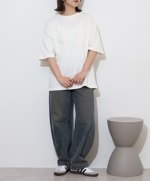 ACE（エース）の「無地ビッグシルエット接触冷感ポケット付き半袖Tシャツ（Tシャツ/カットソー・メンズ・ブラック/ネイビー/オフホワイト・S/L/LL/M）」の7枚目の写真