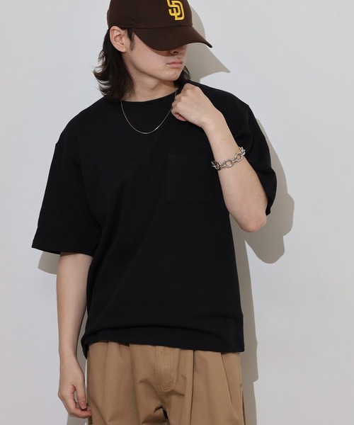 ACE（エース）の「無地ビッグシルエット接触冷感ポケット付き半袖Tシャツ（Tシャツ/カットソー・メンズ・ブラック/ネイビー/オフホワイト・S/L/LL/M）」の21枚目の写真