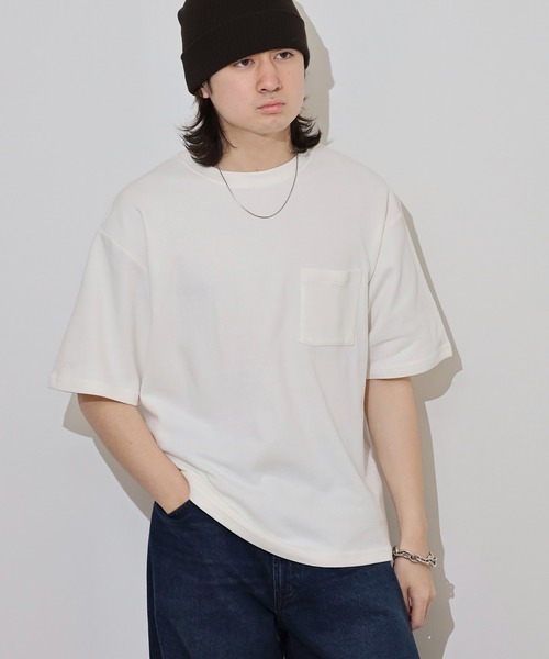 ACE（エース）の「無地ビッグシルエット接触冷感ポケット付き半袖Tシャツ（Tシャツ/カットソー・メンズ・ブラック/ネイビー/オフホワイト・S/L/LL/M）」の16枚目の写真