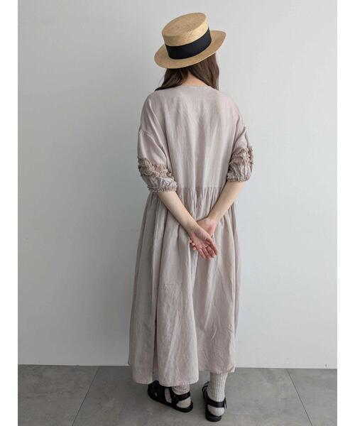 TSUHARU by samansa Mos2 フリル切替ワンピース 人気 完売 セール】 【WEB限定 Sサイズ】【WACLOTH】フリル切替ワンピース