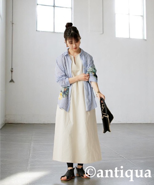 antiqua(アンティカ)の「花柄ストライプシャツ(シャツ/ブラウス・レディース・ブルー・ONESIZE)」の11枚目の写真