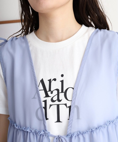 atONE(アットワン)の「シフォンベスト+天竺AラインシルエットTシャツアンサンブル(Tシャツ/カットソー・レディース・ブラック/チャコール/ブルーグレー・L/M/3L/LL)」の12枚目の写真