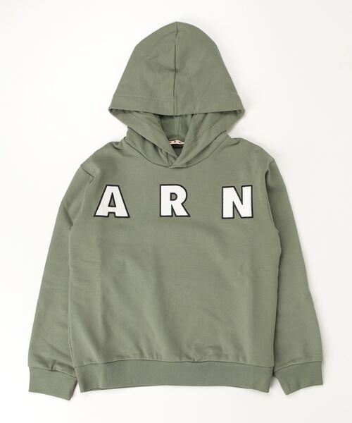 MARNI(マルニ)の「MARNI(マルニ)Kids & Junior ブランドロゴパーカーフーディー(スウェット・キッズ・カーキ/ブラック・4Y/6Y/8Y/14Y/12Y/10Y)」の2枚目の写真