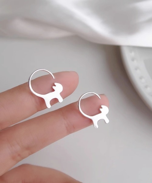 kinokonoharishigoto♡マリオネットピアス MASHIRO】キャットテールカールペアピアス 猫（MA/EK363
