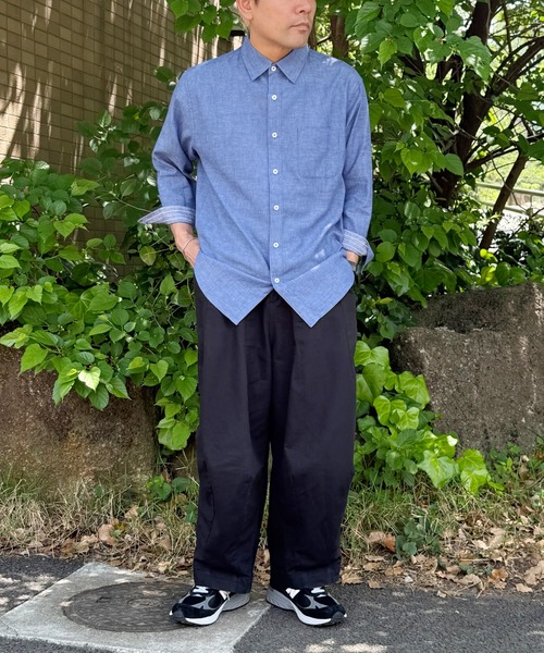 VENCEEXCHANGE(ヴァンスエクスチェンジ)の「7分袖リネンシャツ(シャツ/ブラウス・メンズ・オレンジ/ベージュ/ブルー・M/L)」の5枚目の写真