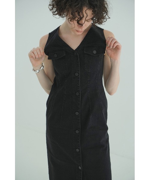 ワンピース CLANE SLEEVELESS LADY DENIM ONEPIECE CLANE - スリーブレス デニムワンピース - SLEEVELESS LADY DENIM