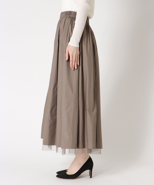 Jines（ジネス）の「タフタ×チュールギャザースカート（スカート・レディース・カーキ/ブラウン/グレー・38）」の15枚目の写真