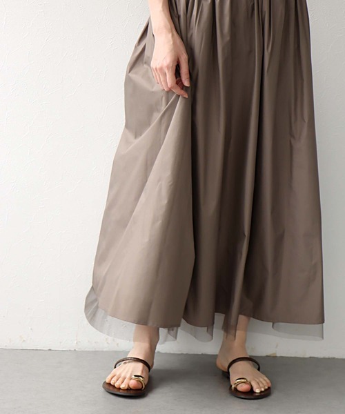 Jines（ジネス）の「タフタ×チュールギャザースカート（スカート・レディース・カーキ/ブラウン/グレー・38）」の22枚目の写真