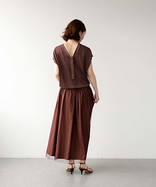 Jines（ジネス）の「タフタ×チュールギャザースカート（スカート・レディース・カーキ/ブラウン/グレー・38）」の20枚目の写真