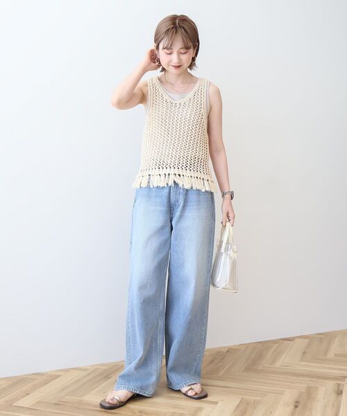 AMERICAN HOLIC(アメリカンホリック)の「【前後2WAY】フリンジショートベスト(ベスト・レディース・ベージュ/アイボリー/チャコールグレー・FREE)」の6枚目の写真
