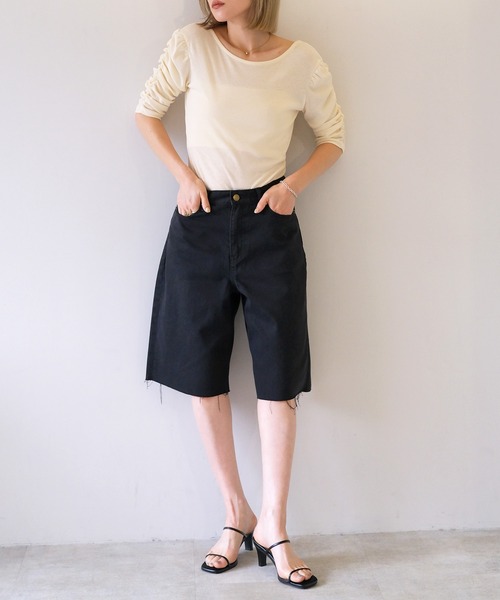 AKTE（アクテ）の「デニムハーフパンツ（デニムパンツ・レディース・ブラック/ブルー・1/2）」の12枚目の写真