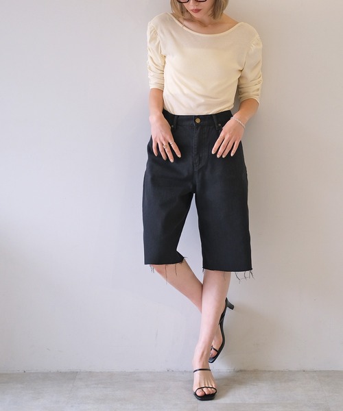 AKTE（アクテ）の「デニムハーフパンツ（デニムパンツ・レディース・ブラック/ブルー・1/2）」の16枚目の写真