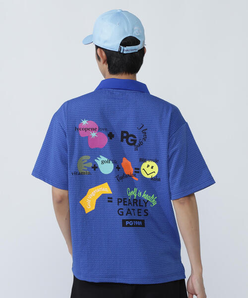 PEARLY GATES(パーリーゲイツ)の「【PEARLY GATES】Pe格子サッカー半袖ポロシャツ(ポロシャツ・メンズ・ホワイト/ネイビー/ブルー・X-LARGE/LARGE)」の6枚目の写真