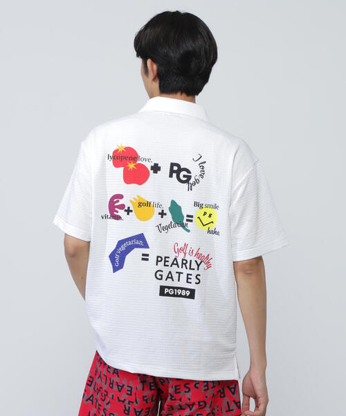 PEARLY GATES(パーリーゲイツ)の「【PEARLY GATES】Pe格子サッカー半袖ポロシャツ(ポロシャツ・メンズ・ホワイト/ネイビー/ブルー・X-LARGE/LARGE)」の1枚目の写真