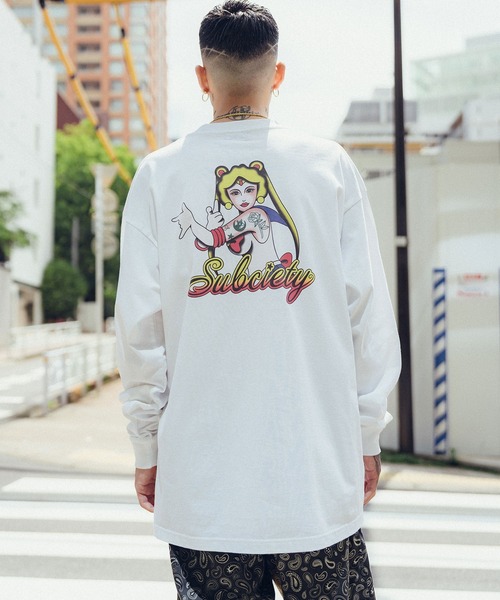 Subciety（サブサエティ）の「Moon light tee L/S（Tシャツ/カットソー・メンズ・ホワイト/アッシュグレー/ブラック・X-LARGE/LARGE/MEDIUM/SMALL）」の7枚目の写真