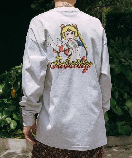 Subciety（サブサエティ）の「Moon light tee L/S（Tシャツ/カットソー・メンズ・ホワイト/アッシュグレー/ブラック・X-LARGE/LARGE/MEDIUM/SMALL）」の4枚目の写真