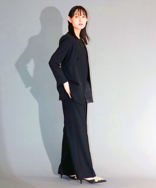 Ranerrh（ラネリ）の「フォーマルワイドパンツ【喪服・礼服】【入卒式・結婚式】【セットアップ展開有】【オフィス/ビジネス/デイリーにも使える】【秋冬用】（スーツパンツ・レディース・ブラック・38/36）」の5枚目の写真