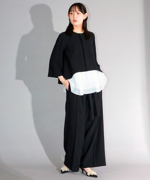 Ranerrh（ラネリ）の「フォーマルワイドパンツ【喪服・礼服】【入卒式・結婚式】【セットアップ展開有】【オフィス/ビジネス/デイリーにも使える】【秋冬用】（スーツパンツ・レディース・ブラック・38/36）」の8枚目の写真