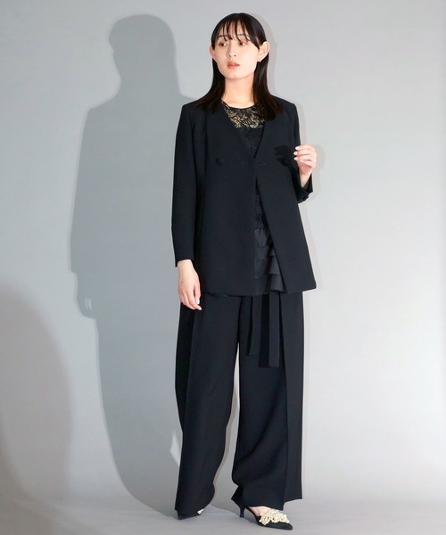Ranerrh（ラネリ）の「フォーマルワイドパンツ【喪服・礼服】【入卒式・結婚式】【セットアップ展開有】【オフィス/ビジネス/デイリーにも使える】【秋冬用】（スーツパンツ・レディース・ブラック・38/36）」の4枚目の写真