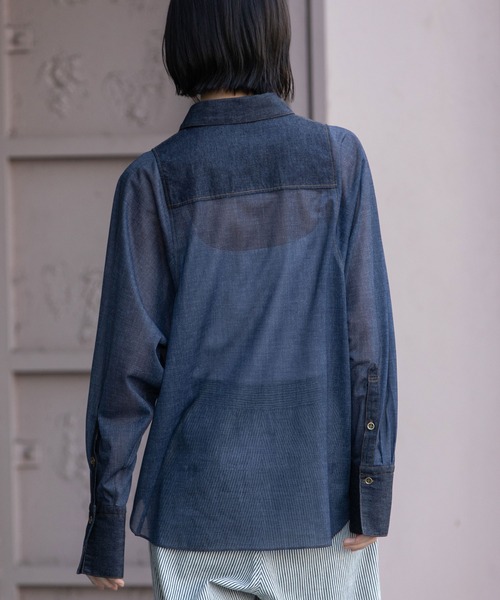 Munich（ミューニック）の「シアーデニム×6ozスラブデニムブザムシャツ（シャツ/ブラウス・レディース・ブラック/グレー/ネイビー・FREE）」の14枚目の写真