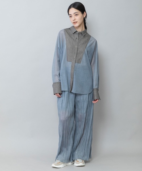 Munich（ミューニック）の「シアーデニム×6ozスラブデニムブザムシャツ（シャツ/ブラウス・レディース・ブラック/グレー/ネイビー・FREE）」の21枚目の写真