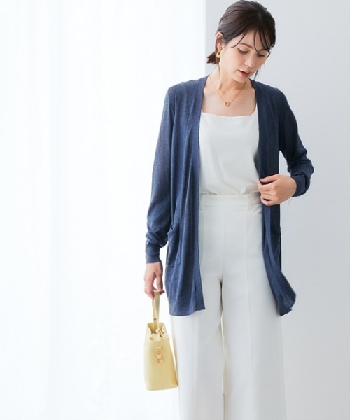 7days Life Styling（セブンデイズライフスタイリング）の「シアーニットトッパーカーディガン（接触冷感・毛玉になりにくい・しわになりにくい・乾燥機OK）（カーディガン/ボレロ・レディース・杢グレー/ネイビー/ベージュ・LL/M/L）」の8枚目の写真