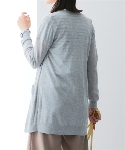 7days Life Styling（セブンデイズライフスタイリング）の「シアーニットトッパーカーディガン（接触冷感・毛玉になりにくい・しわになりにくい・乾燥機OK）（カーディガン/ボレロ・レディース・杢グレー/ネイビー/ベージュ・LL/M/L）」の12枚目の写真