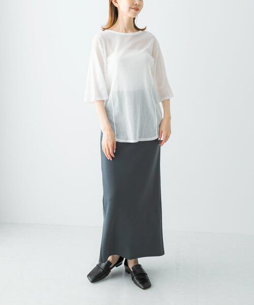 URBAN RESEARCH ROSSO WOMEN（アーバンリサーチ　ロッソ）の「YENN　COTTON TULLE T-SHIRTS（Tシャツ/カットソー・レディース・ブラック/ホワイト・FREE）」の4枚目の写真