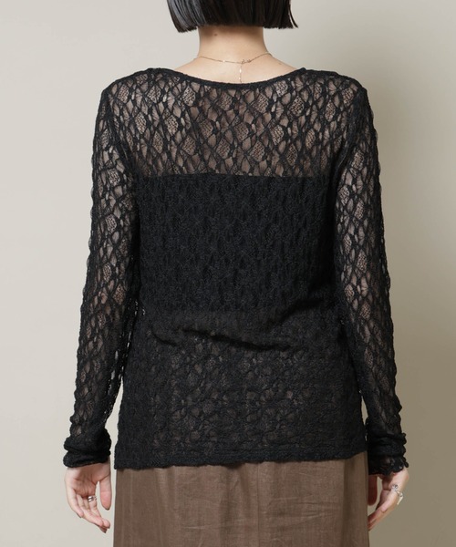 NANO universe（ナノユニバース）の「シアーレースロングスリーブトップス(セットアップ可)（Tシャツ/カットソー・レディース・ブラック/ブラウン/ベージュ・FREE）」の20枚目の写真