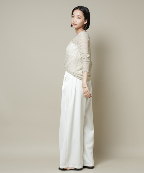 NANO universe（ナノユニバース）の「シアーレースロングスリーブトップス(セットアップ可)（Tシャツ/カットソー・レディース・ブラック/ブラウン/ベージュ・FREE）」の13枚目の写真