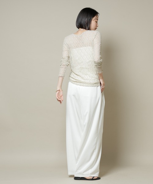 NANO universe（ナノユニバース）の「シアーレースロングスリーブトップス(セットアップ可)（Tシャツ/カットソー・レディース・ブラック/ブラウン/ベージュ・FREE）」の14枚目の写真