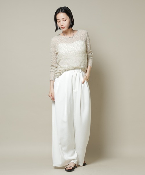 NANO universe（ナノユニバース）の「シアーレースロングスリーブトップス(セットアップ可)（Tシャツ/カットソー・レディース・ブラック/ブラウン/ベージュ・FREE）」の15枚目の写真