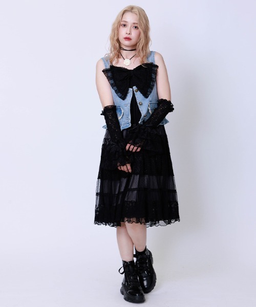 axes femme(アクシーズファム)の「フリル×レースアームカバー(アームカバー・レディース・ブラック/キナリ・FREE)」の5枚目の写真