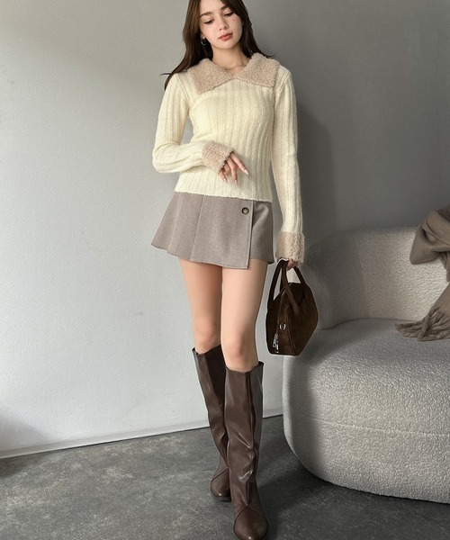 mily bilet(ミウィビレット)の「【mily bilet】可愛さ、ふわり2倍増し◎配色ファー衿リブニットプルオーバー(長袖)(ニット/セーター・レディース・アイボリー/チャコールグレー/ブラウン・LARGE/MEDIUM/SMALL/X-LARGE)」の17枚目の写真