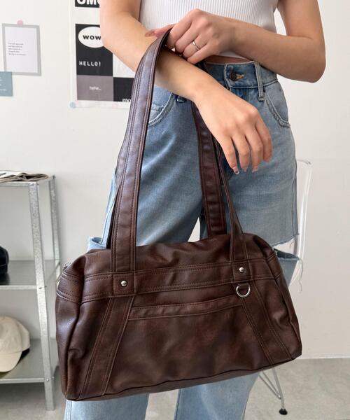 WEGO(ウィゴー)の「WEGO/PUボストンバッグ(ボストンバッグ・レディース・ブラック/ブラウン・FREE)」の10枚目の写真