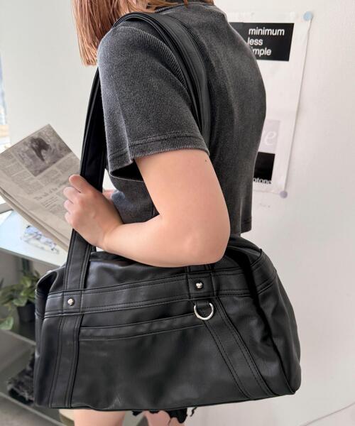 WEGO(ウィゴー)の「WEGO/PUボストンバッグ(ボストンバッグ・レディース・ブラック/ブラウン・FREE)」の9枚目の写真