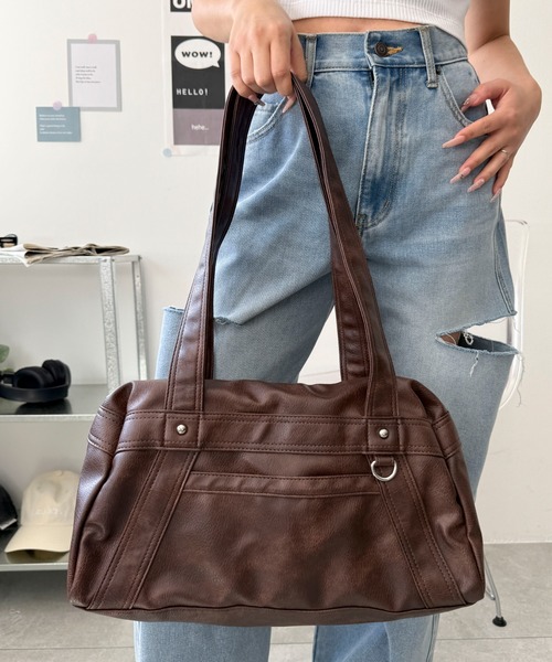 WEGO(ウィゴー)の「WEGO/PUボストンバッグ(ボストンバッグ・レディース・ブラック/ブラウン・FREE)」の13枚目の写真