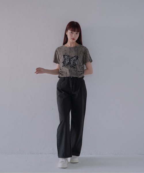 Uenui（ウニュイ）の「【 cunii 】 ハイウエストタックワイドデニムパンツ（デニムパンツ・レディース・ブラック・FREE）」の21枚目の写真