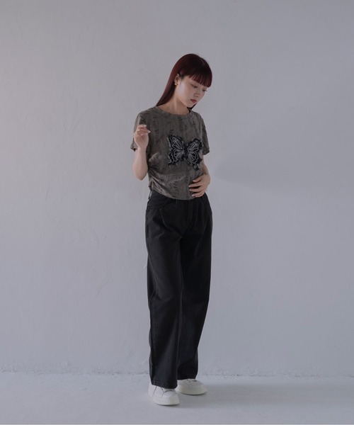 Uenui（ウニュイ）の「【 cunii 】 ハイウエストタックワイドデニムパンツ（デニムパンツ・レディース・ブラック・FREE）」の12枚目の写真
