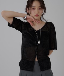 sheer mesh velour cardigan / シアーメッシュベロアカーディガン