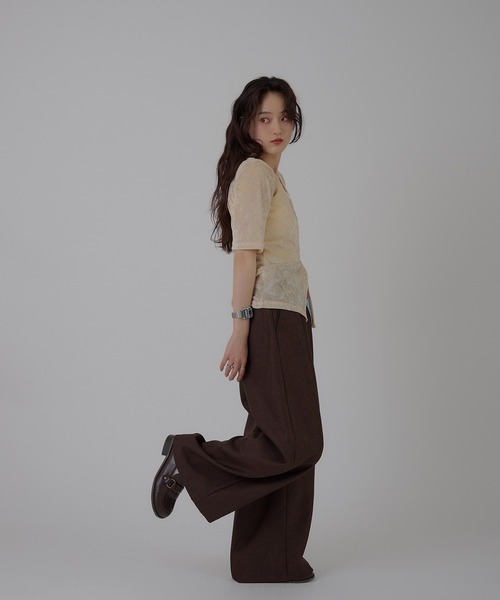 MUHET（ミュエータ）の「sheer mesh velour cardigan / シアーメッシュベロアカーディガン（カーディガン/ボレロ・レディース・ブラック/グレー/アイボリー・FREE）」の11枚目の写真