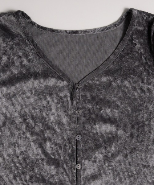 MUHET（ミュエータ）の「sheer mesh velour cardigan / シアーメッシュベロアカーディガン（カーディガン/ボレロ・レディース・ブラック/グレー/アイボリー・FREE）」の21枚目の写真