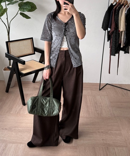 sheer mesh velour cardigan / シアーメッシュベロアカーディガン