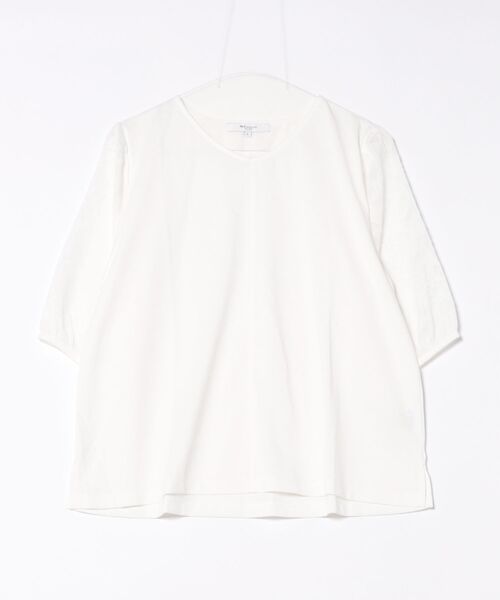 m.f.editorial(エムエフエディトリアル)の「【接触冷感 オパール袖】m.f.エディトリアル レディース クルーネック 半袖 プルオーバー Tシャツ(Tシャツ/カットソー・レディース・ブラック/ホワイト・LARGE/MEDIUM)」の4枚目の写真