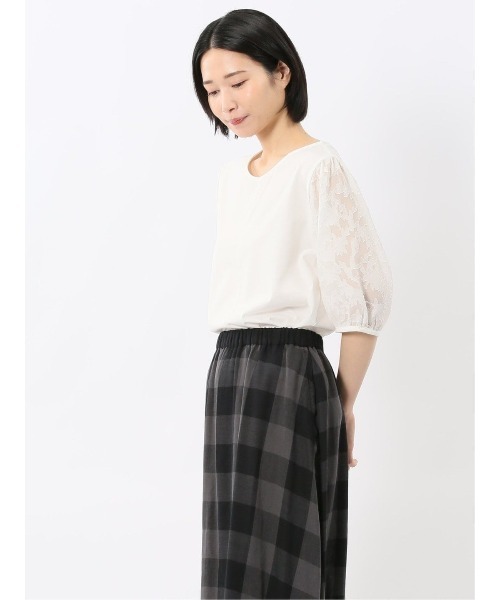 m.f.editorial(エムエフエディトリアル)の「【接触冷感 オパール袖】m.f.エディトリアル レディース クルーネック 半袖 プルオーバー Tシャツ(Tシャツ/カットソー・レディース・ブラック/ホワイト・LARGE/MEDIUM)」の13枚目の写真